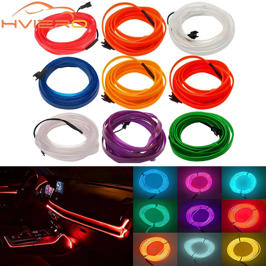 Hot Sale 1/2/3/5M Car Interior Lighting LED Door Strip Decoration Garland Wire Rope Tube Line Flexible Neon Lamps Bar USB Drive
